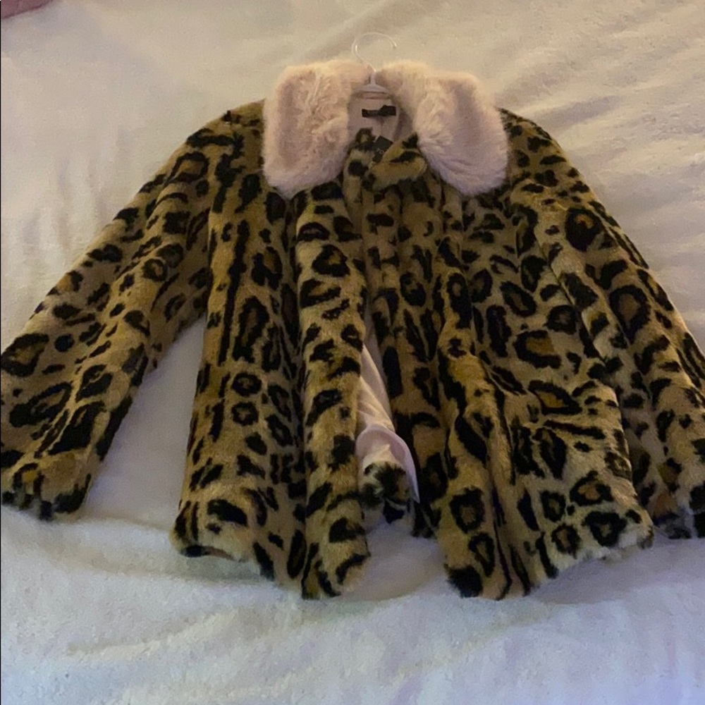 Top shop faux fur jacket - size 2